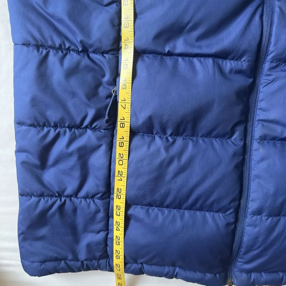 The North Face 550 Down Puffer Vest Mens Size XL Blue Full Zip Pockets Logo